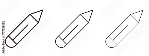 Pencil icons in thin line symbols with editable strokes