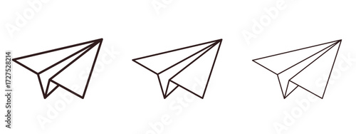 Paper plane icons in thin line symbols with editable strokes