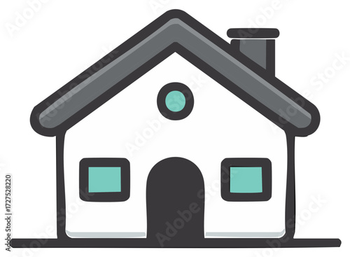 Charming hand-drawn house icon representing home and real estate concepts