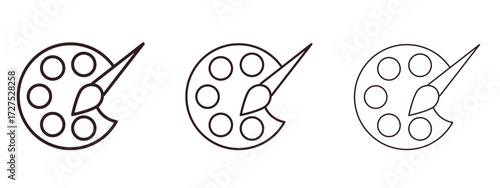 Palette icons in thin line symbols with editable strokes