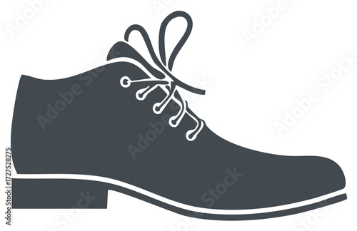 Stylized Gray Boot Illustration with Laces, Ankle Boot Icon, Footwear for Vector Art