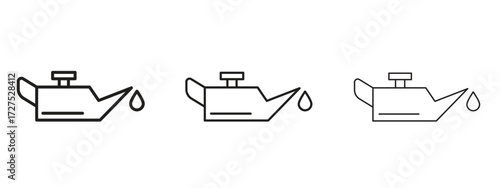 Oil can icons in thin line symbols with editable strokes