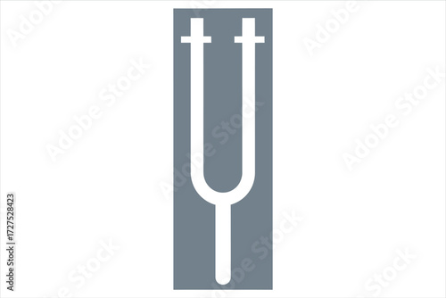 Vector art of tuning fork, a simple tool used to tune musical instruments, producing a pure and consistent tone for accurate pitch