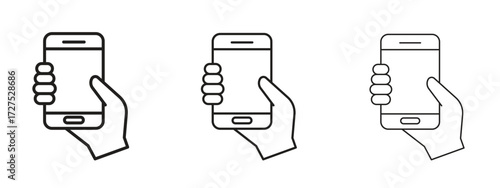 NFC communication icons in thin line symbols with editable strokes
