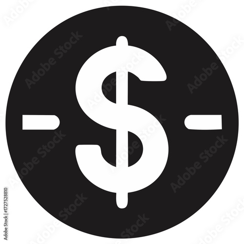 Simple vector illustration of a dollar sign with a minus sign