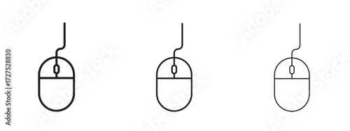 Mouse icons in thin line symbols with editable strokes