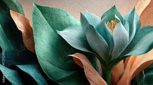 Wallpaper Mural Beautiful vibrant flower with lush green leaves and detailed petals showcasing natural botanical beauty and floral elegance for outdoor garden decor and artistic design Torontodigital.ca