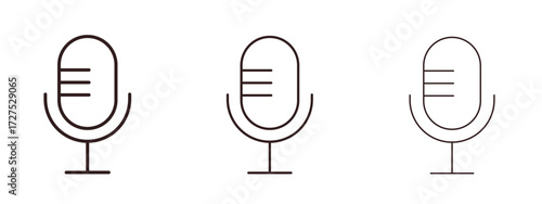 Microphone icons in thin line symbols with editable strokes