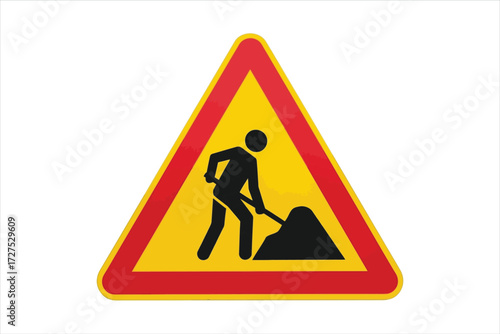 Vector art of road work ahead sign temporary warning sign indicating construction or maintenance work in progress symbol for traffic safety and caution