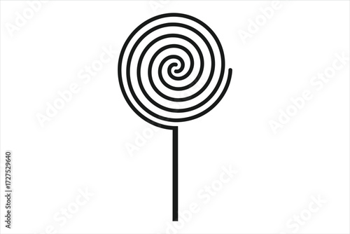 Vector art of lollipop candy sweet treat with spiral design on a stick confectionery dessert for kids and adults simple and minimalist illustration