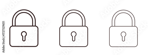 Lock icons in thin line symbols with editable strokes