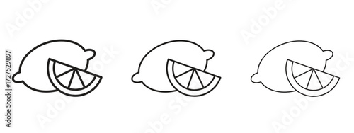 Lemon icons in thin line symbols with editable strokes