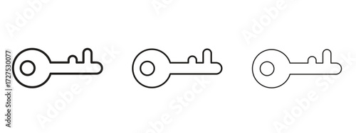 key icons in thin line symbols with editable strokes