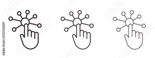 Interactive icons in thin line symbols with editable strokes