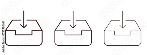 Inbox icons in thin line symbols with editable strokes