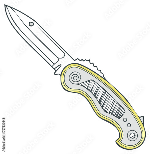 Foldable knife illustration isolated on white
