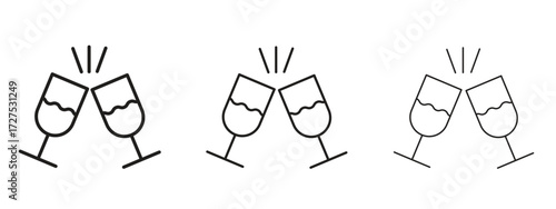 Glass-cheers icons in thin line symbols with editable strokes