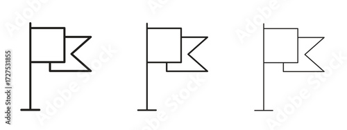 Flag icons in thin line symbols with editable strokes