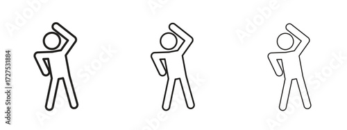 Fitness exercise icons in thin line symbols with editable strokes