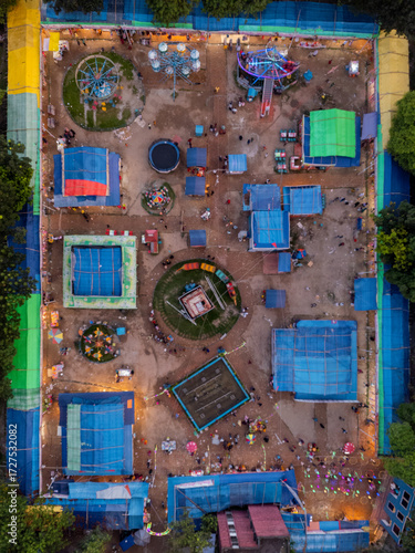 Vibrant Colors and Crowds at a Rural Fair in Bangladesh Captured by Drone