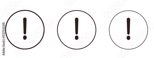 Exclamation interface icons in thin line symbols with editable strokes