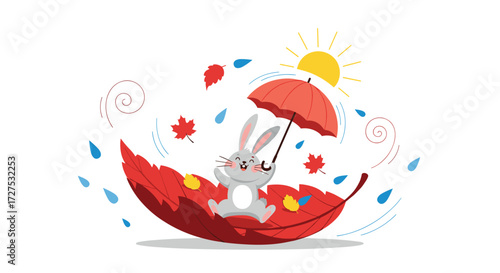 A happy bunny enjoying a windy autumn day.