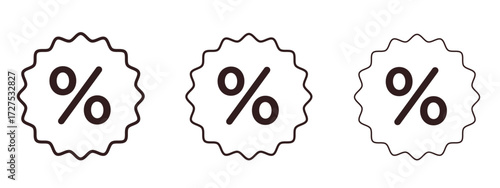 Discount icons in thin line symbols with editable strokes