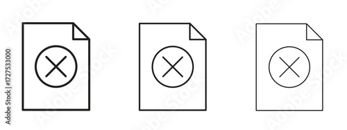 Delete Document icons in thin line symbols with editable strokes