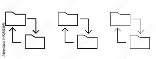 Data transfer icons in thin line symbols with editable strokes