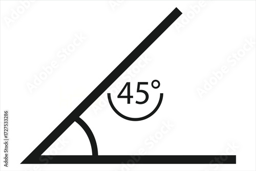 Illustration of a 45degree angle, a fundamental concept in geometry and trigonometry, perfect for educational materials and technical diagrams