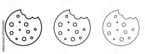 Cookie icons in thin line symbols with editable strokes