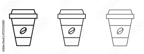Coffee icons in thin line symbols with editable strokes