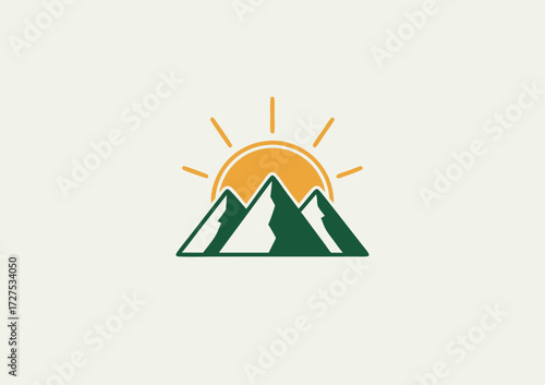 Mountain sunrise adventure logo design