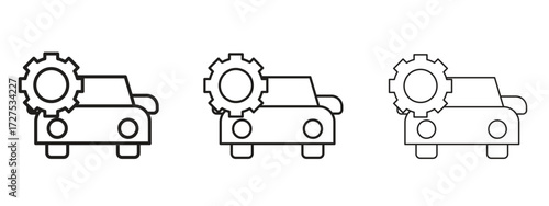 Car mechanic icons in thin line symbols with editable strokes