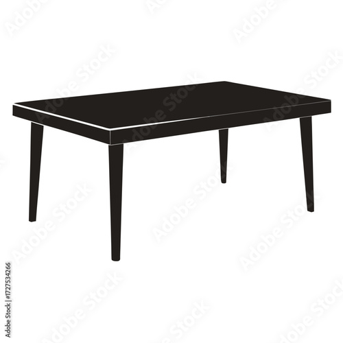 Modern Black Rectangular Table – Furniture Vector