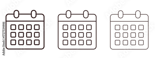 Calendar icons in thin line symbols with editable strokes