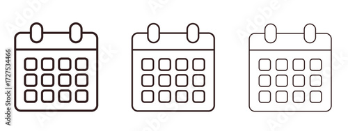 Calendar icons in thin line symbols with editable strokes