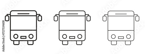Bus icons in thin line symbols with editable strokes