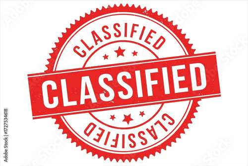 Vector art of a red classified stamp with a grunge texture, indicating sensitive or confidential information, perfect for security and restricted access concepts