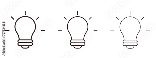 Bulb icons in thin line symbols with editable strokes