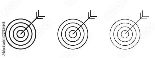 Bullseye icons in thin line symbols with editable strokes