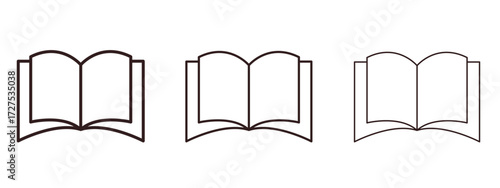 Book open icons in thin line symbols with editable strokes
