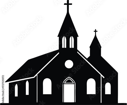 church vector, christian building silhouette
