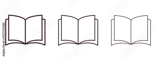 Book icons in thin line symbols with editable strokes