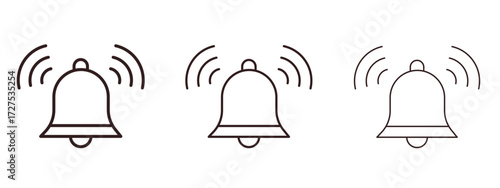 Bell ring icons in thin line symbols with editable strokes