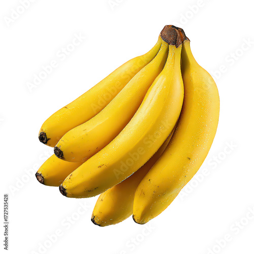 Bright Yellow Bananas Bunch on Black Background