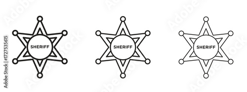 Badge Sheriff icons in thin line symbols with editable strokes