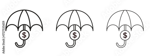 assets protection icons in thin line symbols with editable strokes