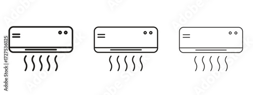 Air conditioner icons in thin line symbols with editable strokes