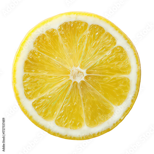 Bright Yellow Lemon Slice with Sparkling Glitter